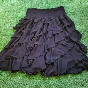 Black Skirt Multi Layered with Wide Elastic Waistband